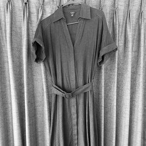 Banana Republic Black Linen Blend Midi Dress